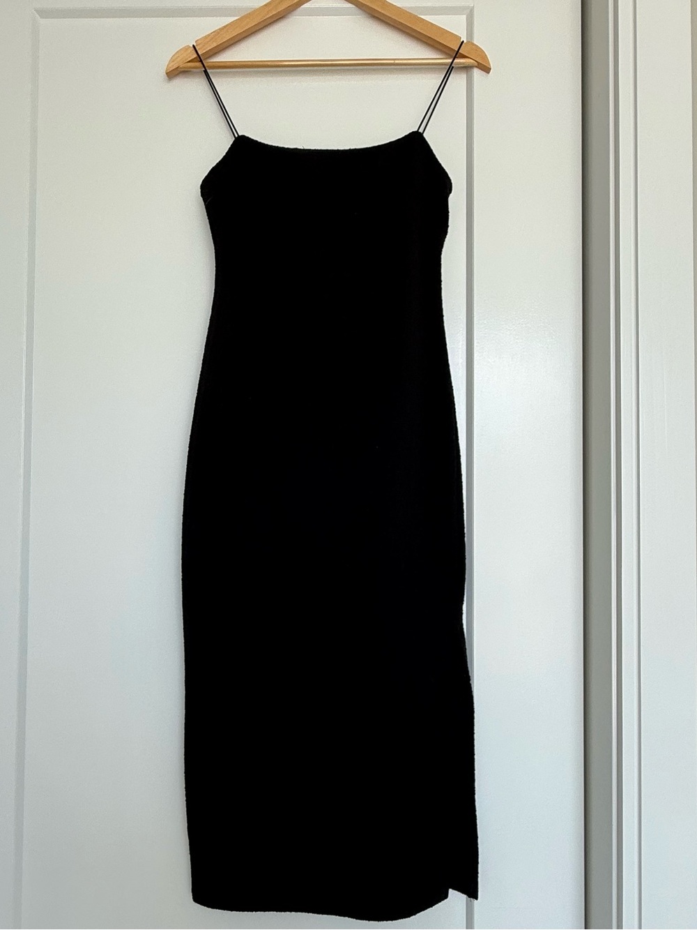 Astr Black Spaghetti-Strap Midi Slip Dress